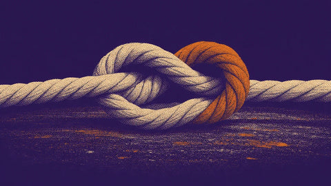 Een knoop in een touw die zich losmaakt, als beeld voor kamille die buikkrampen ontspant