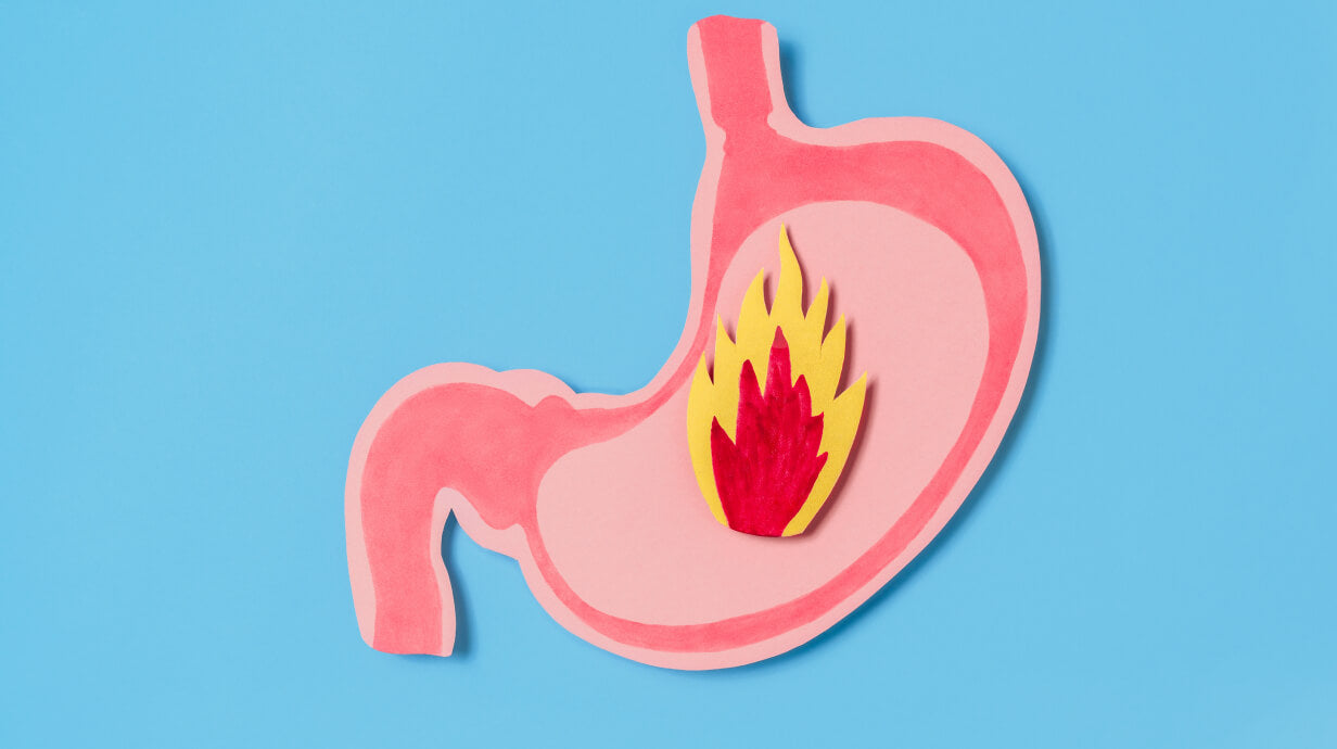tekening van brandend maagzuur door GERD